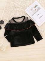  Contrast Mesh Black Toddler Girls Tops 4565