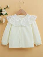 Cute Contrast Lace Plain Regular Toddler Girls Clothing 443