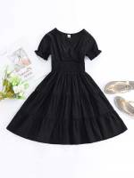  Short Sleeve Long Black Toddler Girl Dresses 3909