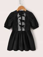  Plain Half Sleeve Black Toddler Girls Clothing 909