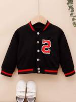  Patched Black Preppy Toddler Girls Clothing 448