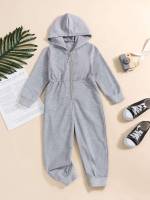 Black Hooded Long Sleeve Toddler Girl Jumpsuits 1446