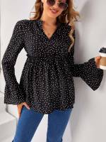 Long Sleeve Black Ruffle Hem Regular Fit Maternity 939