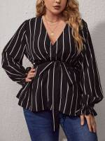 V neck Striped Black Maternity 498