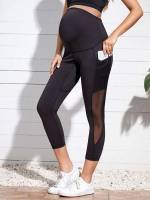 Contrast Mesh Plain Sporty Maternity 7560