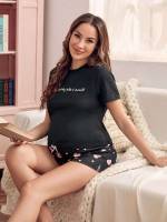  Heart Round Neck Short Sleeve Maternity 1095