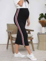 Black Striped Midi Maternity 9258