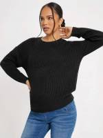 Black Long Sleeve Regular Round Neck Maternity Sweaters 6244