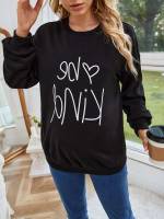 Long Sleeve Round Neck Letter Casual Baby  Mom 481