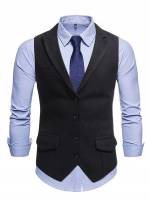 Plain Lapel Black Button Front Men Suits  Separates 3831