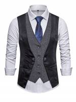 Work Regular Chevron Sleeveless Men Suits  Separates 444