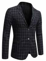 Lapel Black Plaid Men Suits  Separates 4462