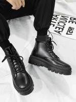  Plain Black Men Boots 7973