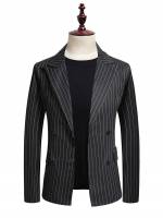 Lapel Regular Work Striped Men Suits  Separates 5950