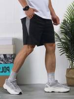  Colorblock Casual Black Men Shorts 9664