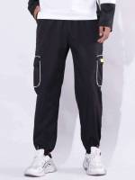  Black Regular Fit Drawstring Men Clothing 39