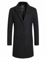 Button  Plain Men Overcoats 8913