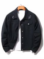  Regular Ripped Collar Men Denim Jackets 82