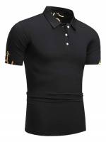 Polo Short Sleeve Casual Black Men Clothing 9056