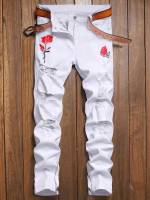  Regular Fit Embroidery Black Men Jeans 115