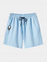 Drawstring Black  Men Shorts 967