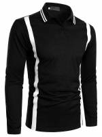 Long Sleeve Polo Regular Black Men Tops 3793