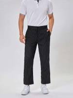 Cropped Striped Pocket Men Clothing 3553