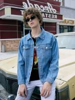  Regular Long Sleeve Pocket Men Denim Jackets 1416