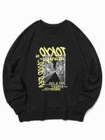 Round Neck Black Long Sleeve Men Sweatshirts 748