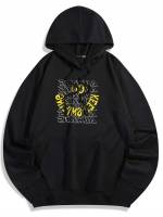 Street Drawstring Black Hooded Men Clothing 449