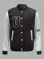 Regular Letter Black Pocket Men Jackets 4389