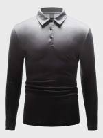 Button Front Casual Black Men Polo Shirts 2072