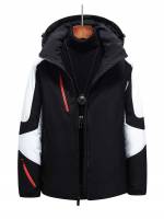 Black Drawstring Colorblock Hooded Men Clothing 5156