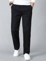 Plain Casual Black Men Pants 8823