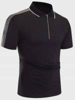  Black Zipper Regular Fit Men Polo Shirts 4901