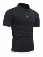 Black Polo Patched Men Polo Shirts 201