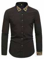 Embroidery Party Collar Graphic Men Shirts 331