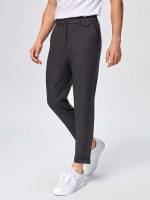 Black  Regular Fit Men Suit Pants 8024