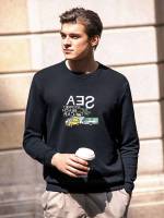 Casual Round Neck Letter Long Sleeve Men Clothing 333