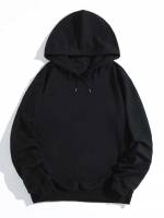 Plain Drawstring Black Regular Men Hoodies  Sweatshirts 220