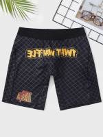 Black Casual Plaid Men Underwear 8380