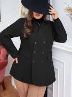 Plain Elegant Long Sleeve Plus Size Suits 868