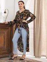  Chain Print Long Plus Size Blouses 5333