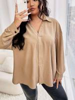 Long Casual Oversized Black Plus Size Blouses 2416