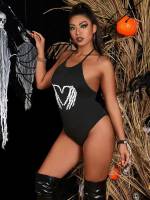 Halter Sexy Black Plus Size Jumpsuits  Bodysuits 1458