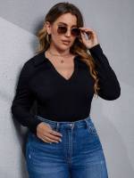 Casual  Plus Size Bodysuits 6857