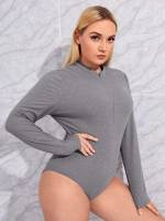  Black Stand Collar Plus Size Jumpsuits  Bodysuits 9451