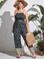 Black  Floral Women Plus Clothing 228