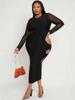  Long Black Plain Plus Size Dresses 646