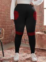 Long Skinny Gingham Plus Size Leggings 422